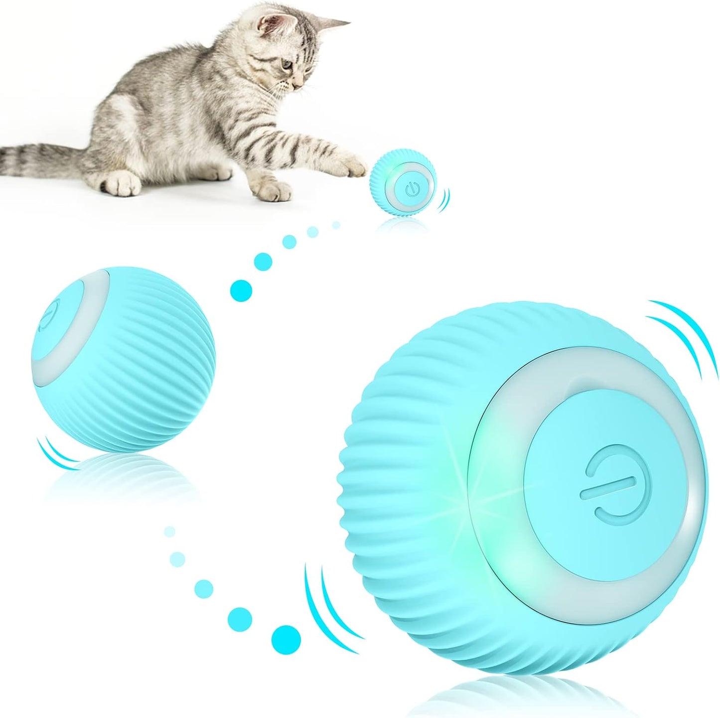 360° Katzenspielball mit LED & USB – Interaktives Katzenspielzeug