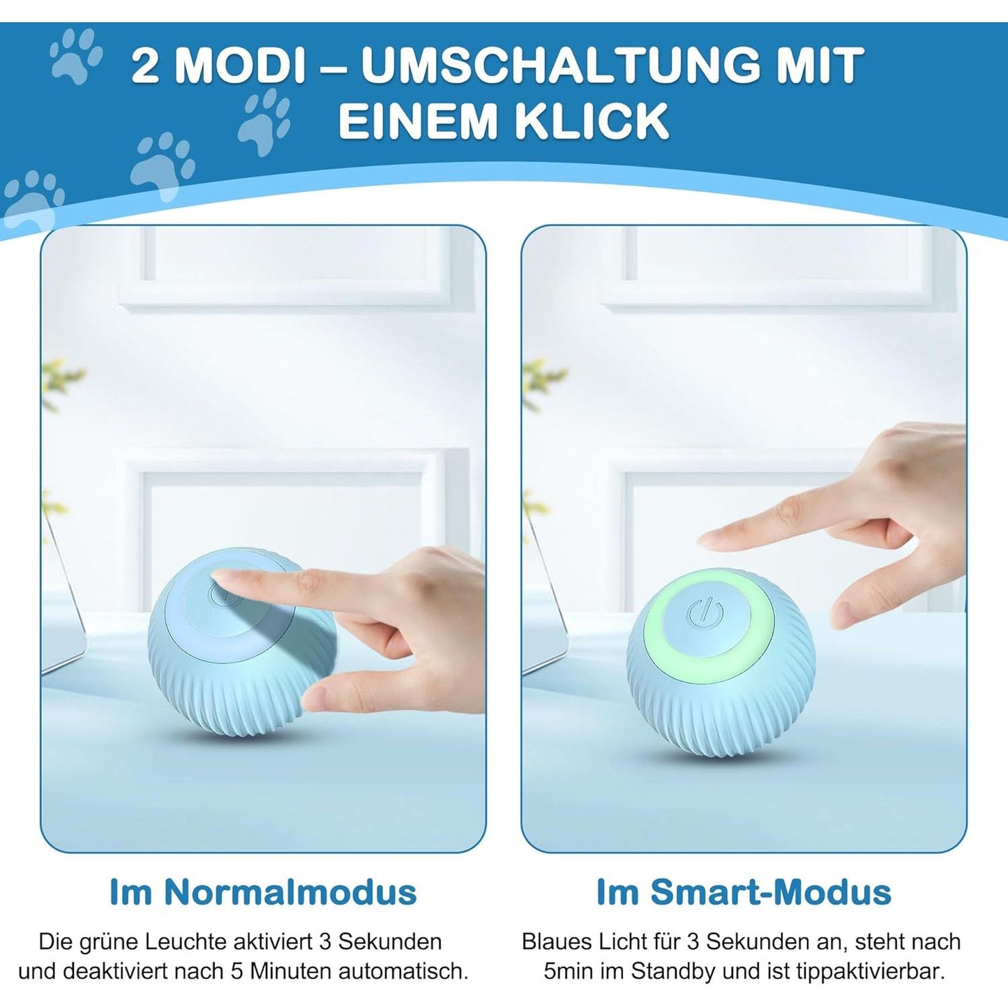 360° Interaktiver Katzenspielball mit LED & USB-Ladekabel