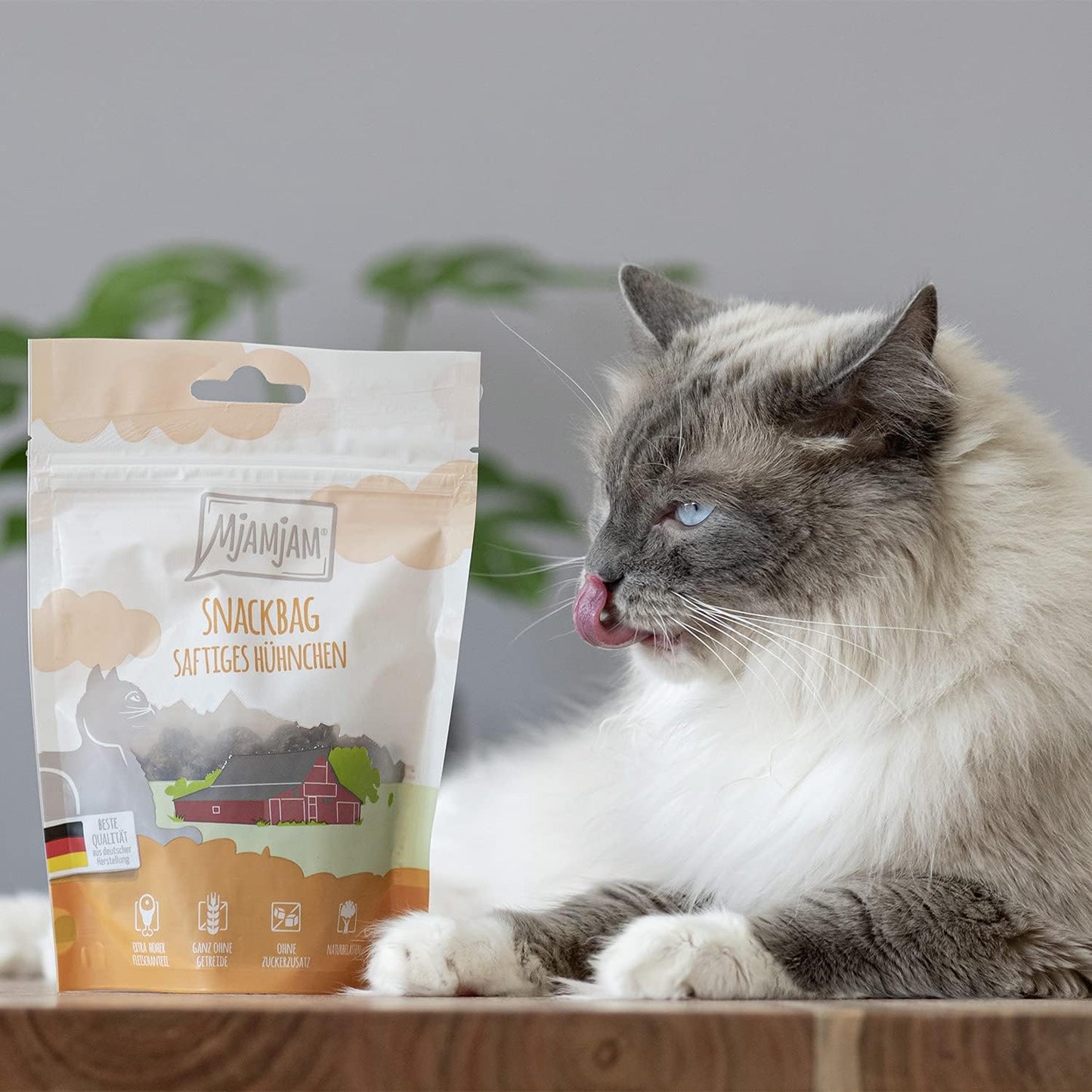 MjAMjAM - Premium Katzensnack - saftiges Hühnchen (1 x 125 g)