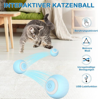 360° Katzenspielball mit LED & USB – Interaktives Katzenspielzeug